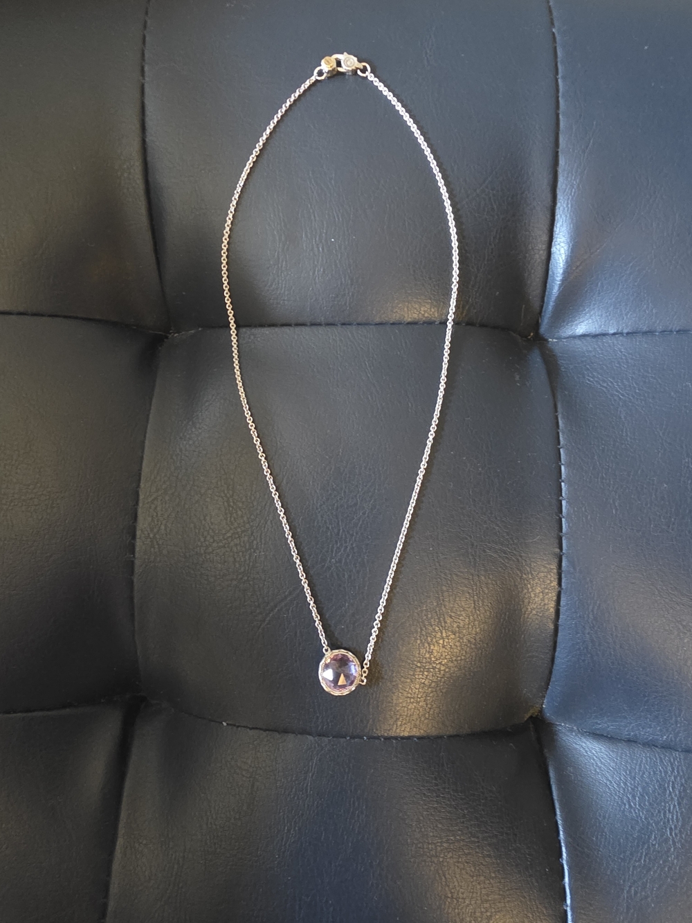 Delicate Silver Necklace with Light Purple Gemstone